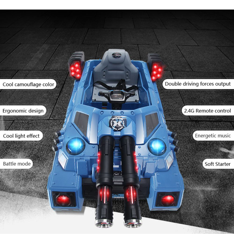Fd 2809 thunder black hawk ηλεκτροκίνητο παιδικό τάνκ με λειτουργικό κανόνι και τηλεχειριστήριο 12v, 7ah, 127x72x53cm, , medium-null