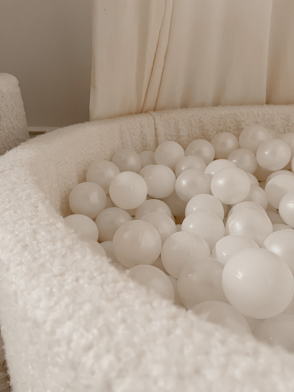 Meowbaby® boucle white round ball pit 90x40cm, 250 balls: white baby ball pool, , medium-null