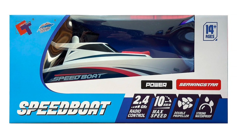 Product image: Seawingstar 2.4GHz radio controlled double propeller speedboat - assorted, , medium-null