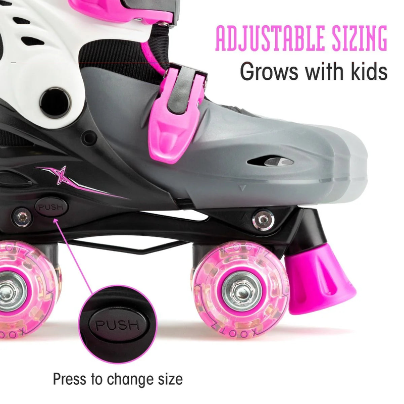 Xootz led quad roller skates - pink, , medium image number null