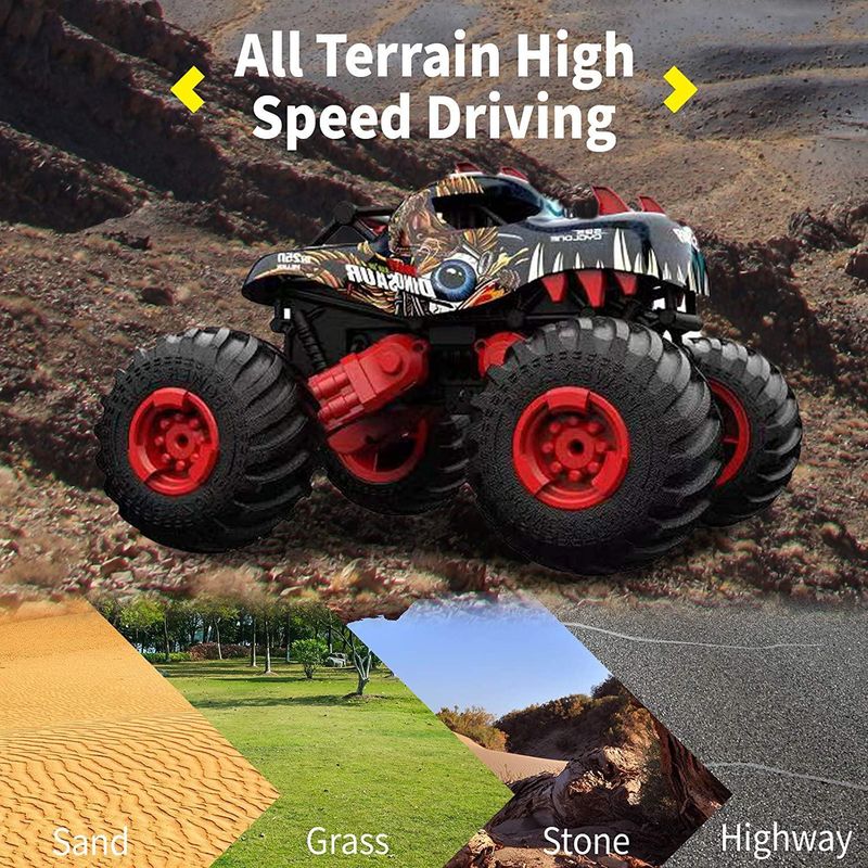 Big wheel tyrannosaurus dinosaur rc monster truck - blue, , medium image number null