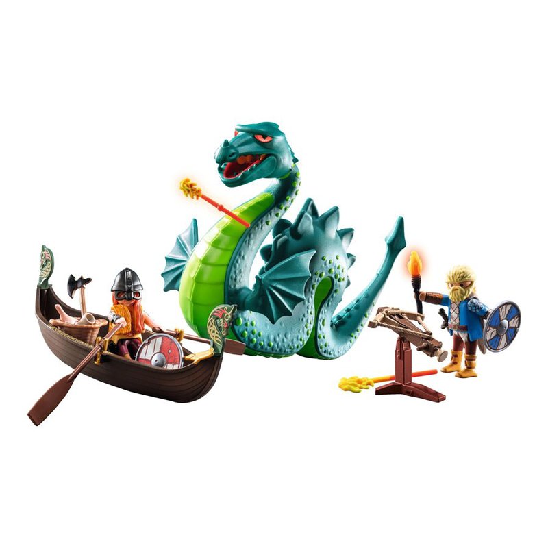 Playmobil viking duo boat cannon and sea monster, , medium-null