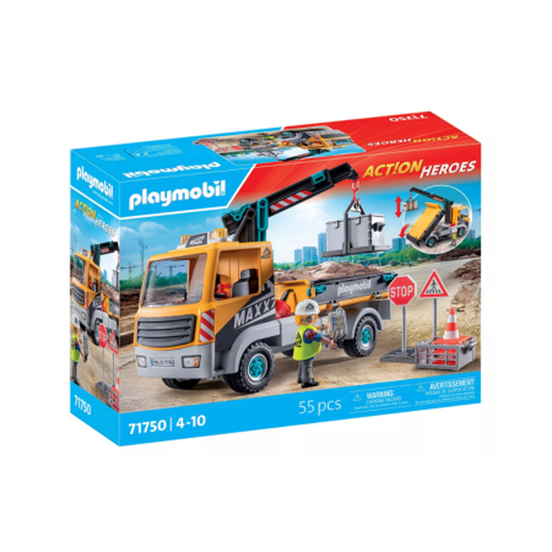 Playmobil action heroes - construction truck with crane 4y+ (71750), , medium-null