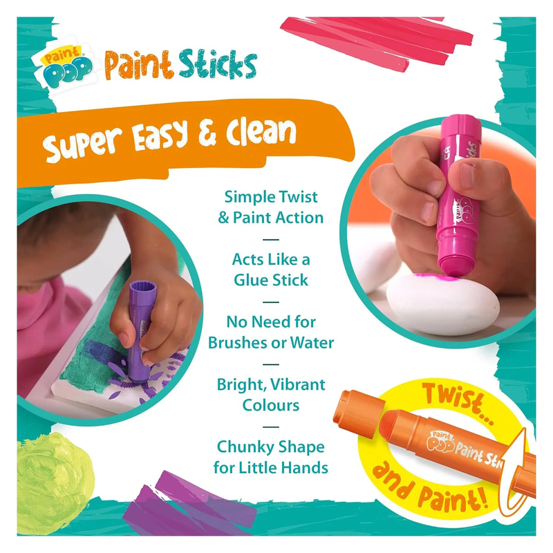 Paint pop paint sticks for kids - 6 pack metallic assorted colours, , medium-null