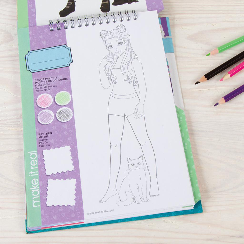 Product image: Make it real fashion design stickers & sketchbook: pretty kitty, , medium-null