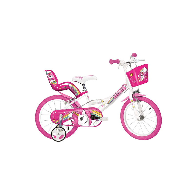 Dino bikes 144r-un unicorn bike, white & pink, , medium-null