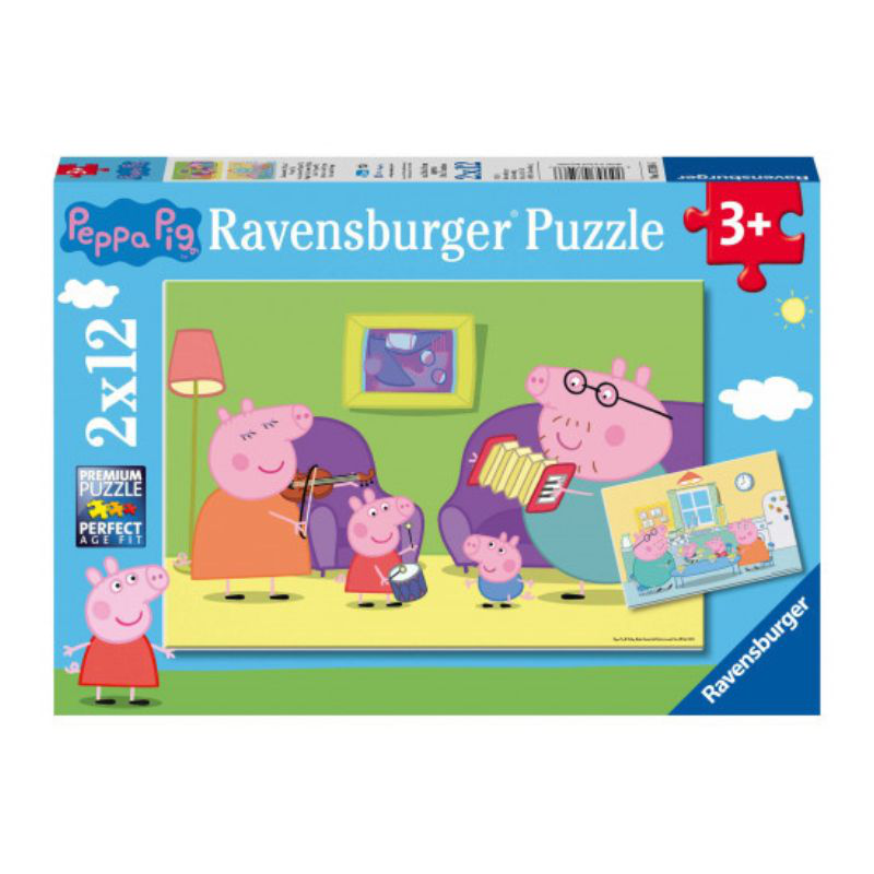 Ravensburger 2x12 pcs puzzle peppa pig 07596, , medium-null