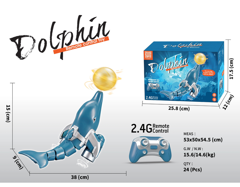 Remote controlled dolphin 38cm, , medium-null