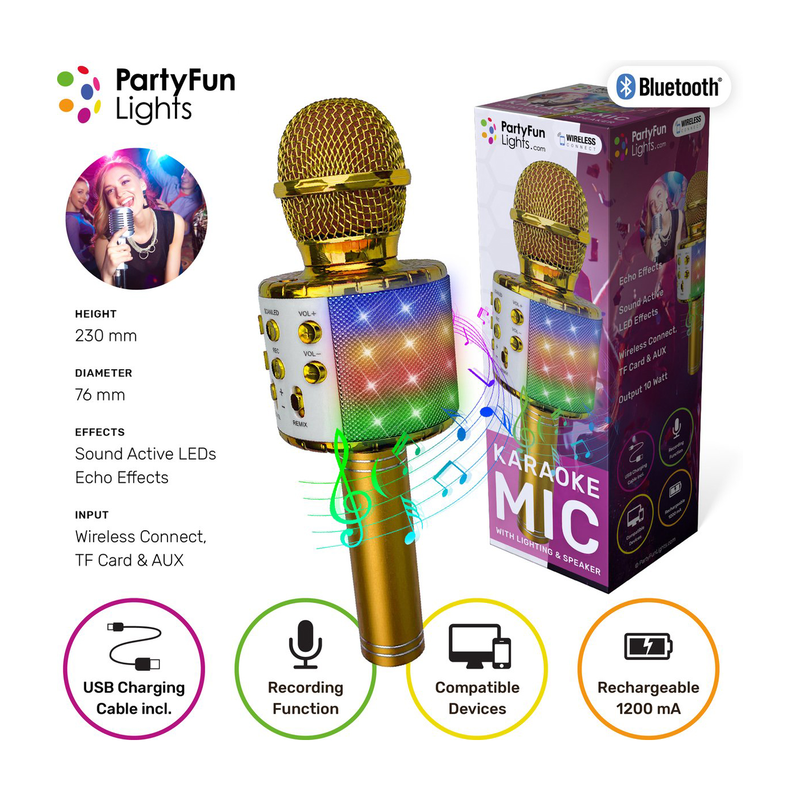 Party fun lights bluetooth karaoke microphone, , medium-null