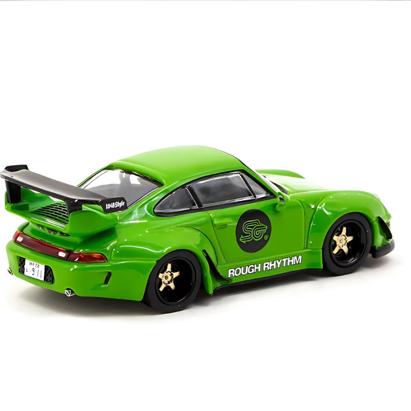 Tarmac 1/64 porsche rwb 993 *rough rhythm fuel fest student driver*, green, , medium-null