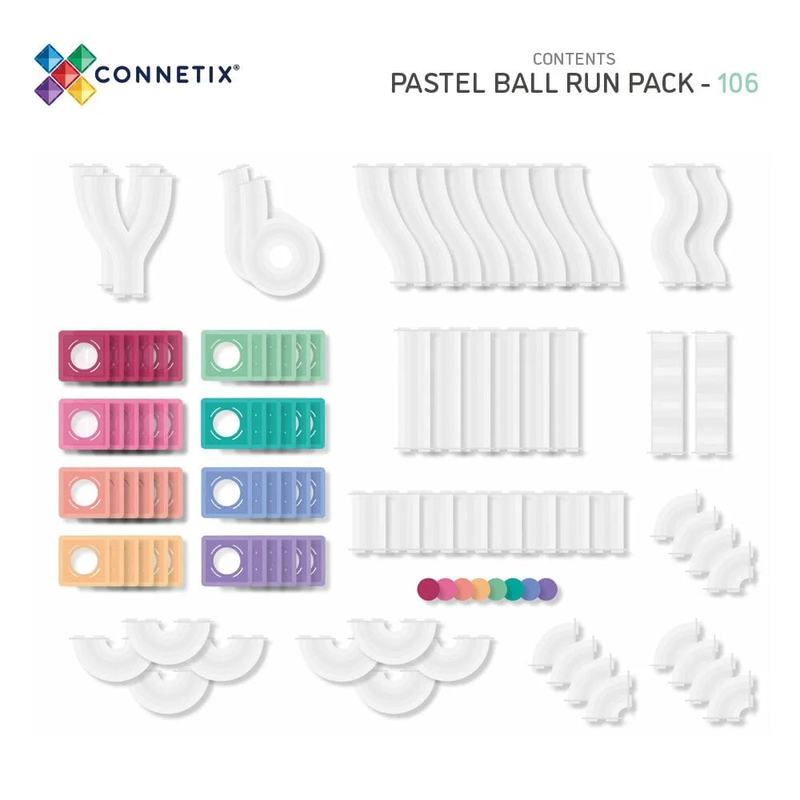 Product image: Connetix magnetic tiles pastel ball run pack 106 pc, , medium-null