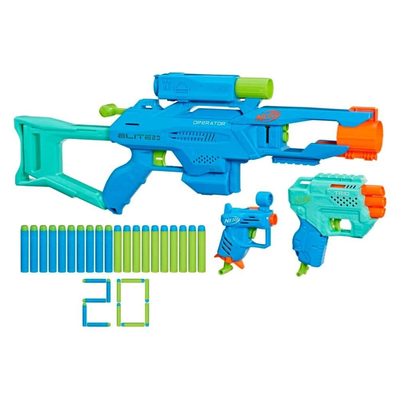 Nerf elite 2.0 εκτοξευτής σετ μάχης τριπλή δύναμη με 3 εκτοξευτές & 20 βέλη για απόλυτη δράση!, , medium