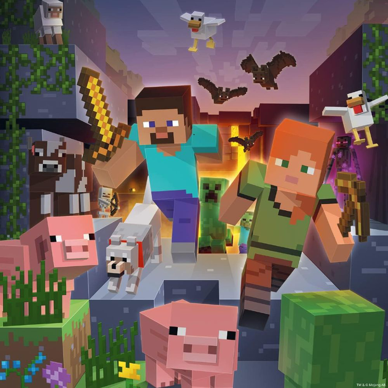 Product image: Ravensburger minecraft biomes 3×49 piece puzzle explore the world with steve & alex, ages 5+, , medium-null