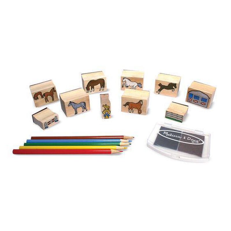 Melissa & doug 12410 wooden stamp set - horses image number null