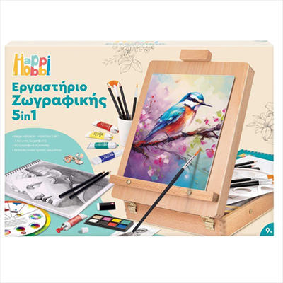 Happihobbi 5-in-1 painting workshop with wooden case-easel, , medium