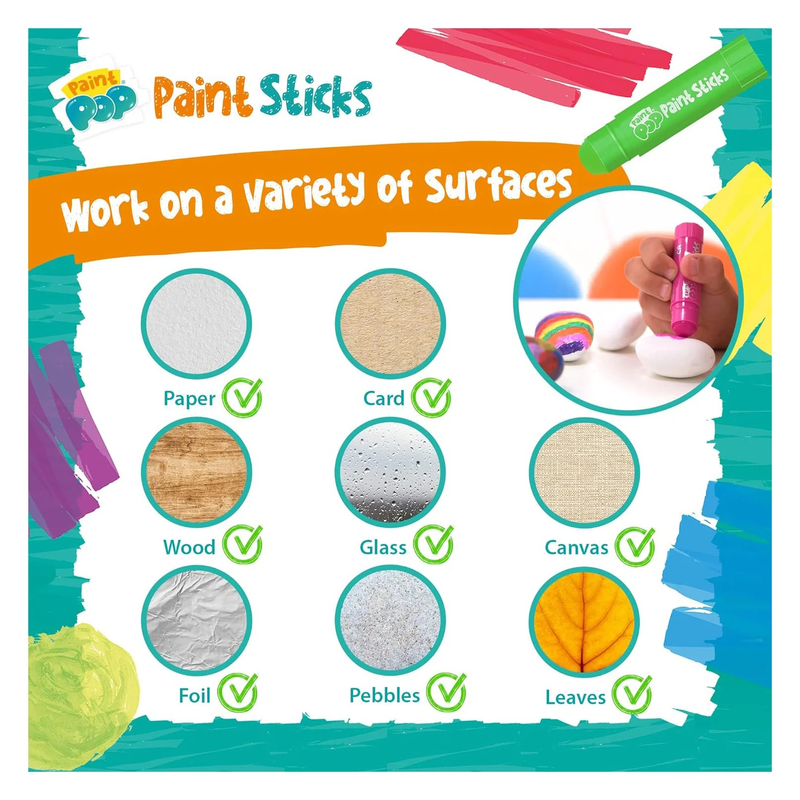 Paint pop paint sticks for kids - 6 pack metallic assorted colours, , medium-null