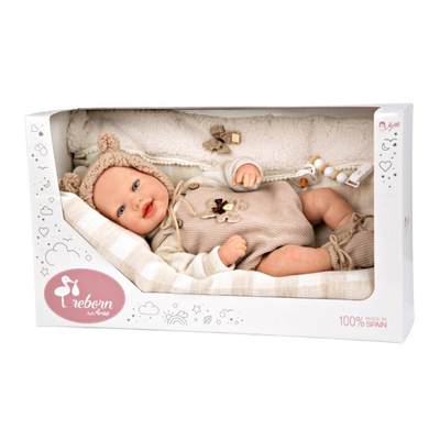 Arias reborn doll ruben with cushion 45cm, , medium