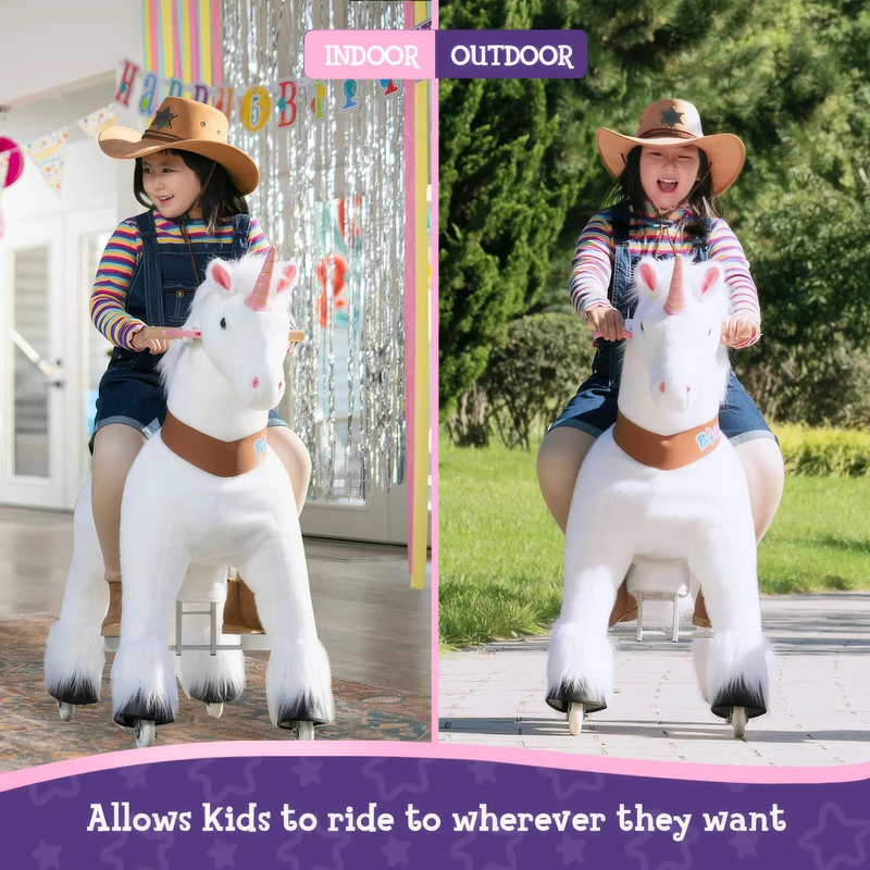 Ponycycle mechanically walking ride-on white unicorn - ages 3-5 years image number null