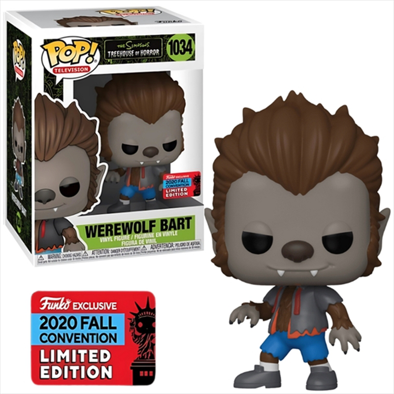 Funko pop! Funko pop! TV the simpsons werewolf bart #1034 nycc 2020 limited edition, , medium-null