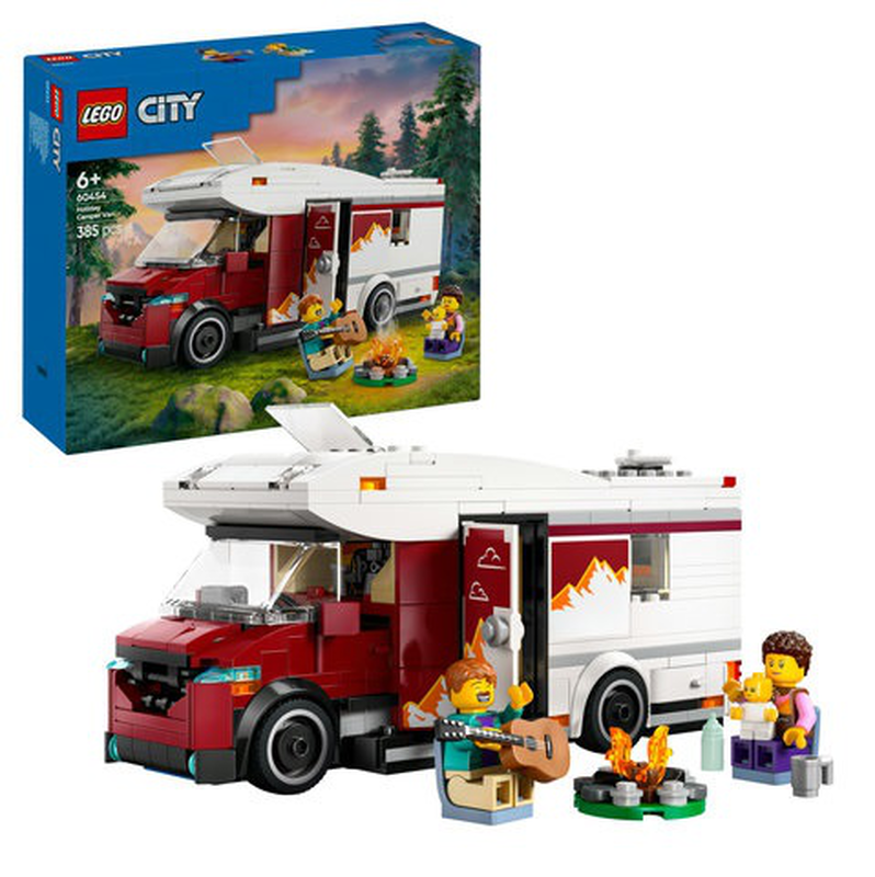 Lego city holiday adventure camper van 60454 for ages 6+ 385pcs, , medium-null