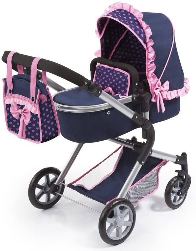 Reig combi navy dolls stroller blue-pink, , medium-null