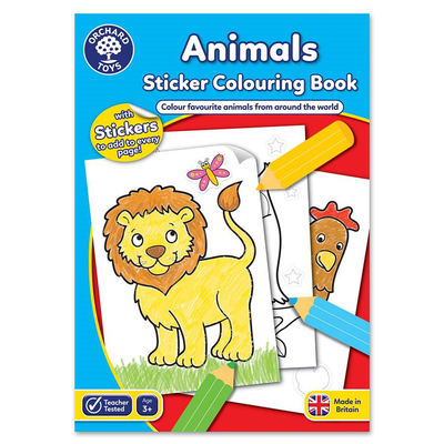 Orchard toys animals sticker colouring book