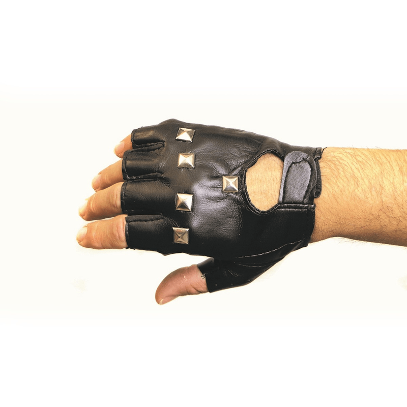Punk black gloves short, , medium-null