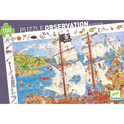 Djeco puzzles observation pirates - 100 pcs - fsc mix, , medium