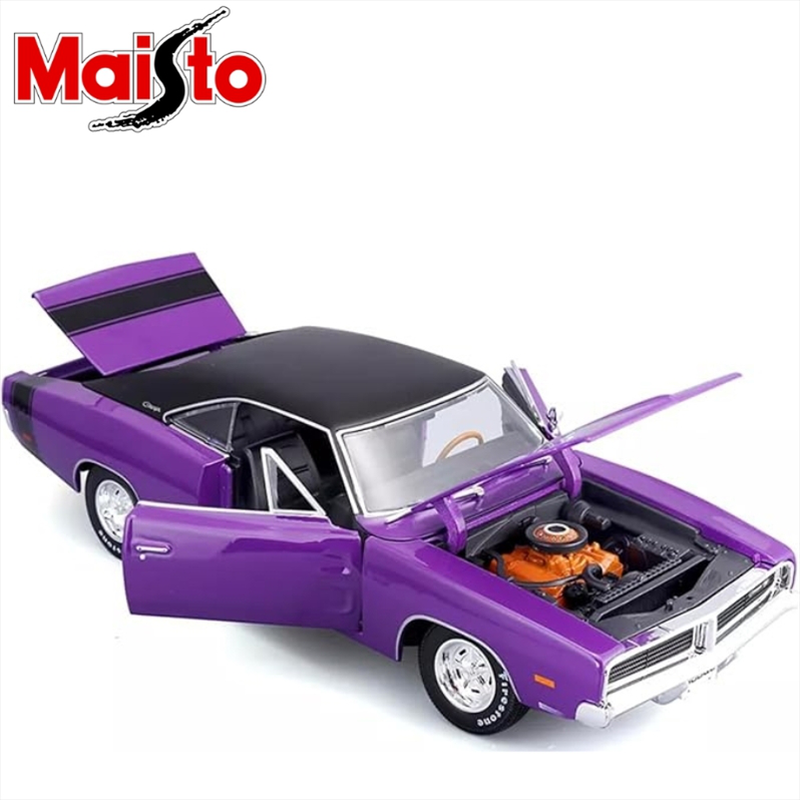 Maisto 1/18 1969 dodge charger r/t, purple/black, , medium-null