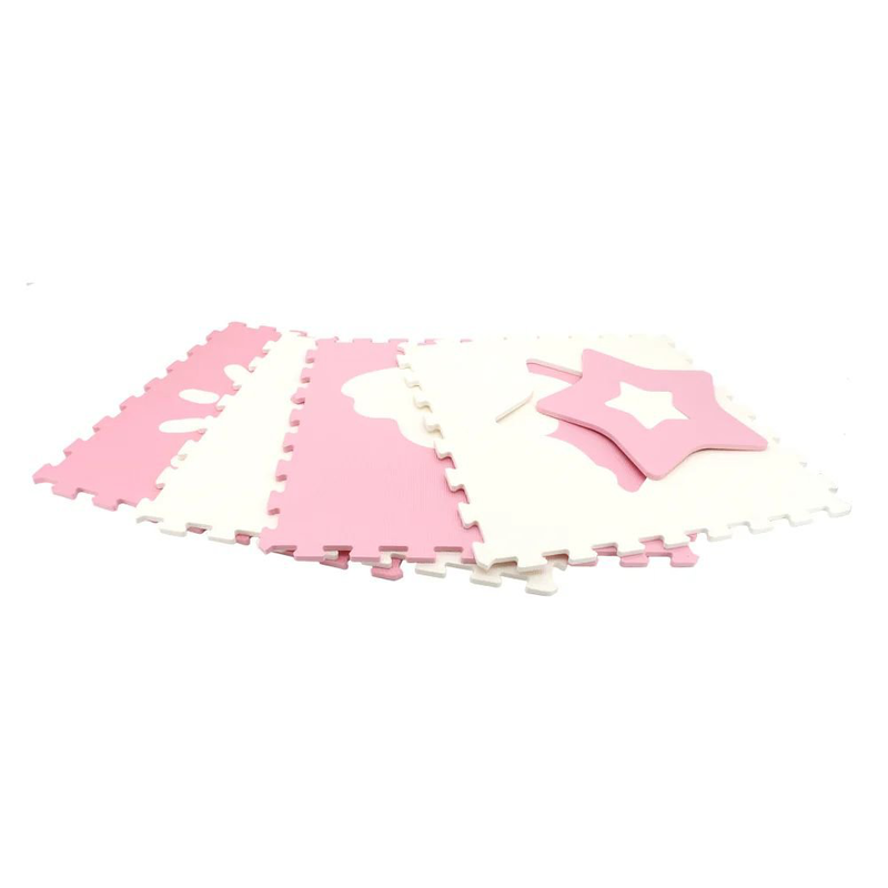 Sunta κλασσικό χαλάκι παζλ 4 τεμαχίων 60x60x1cm λευκό/ροζ, , medium-null