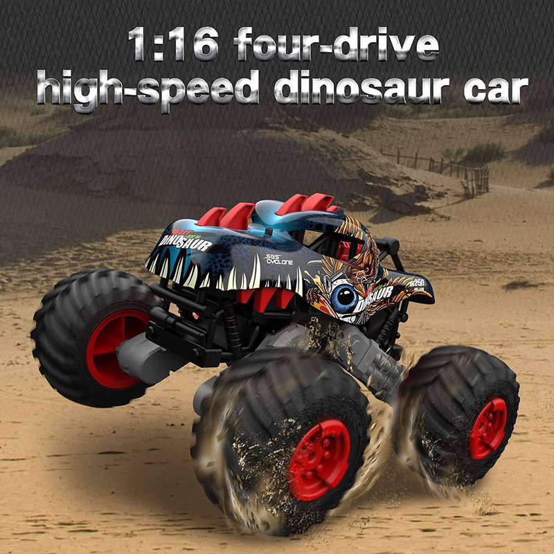 Big wheel tyrannosaurus dinosaur rc monster truck - blue, , medium image number null