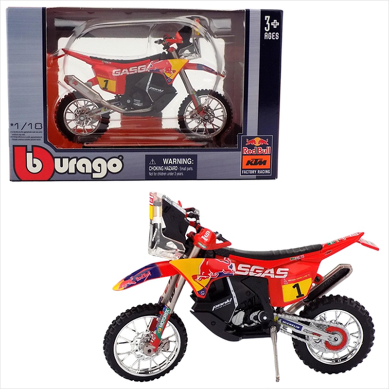 Bburago 1/18 - reb bull ktm gasgas rx450f dakar 2023 diecast #01 - blue red yellow, , medium-null