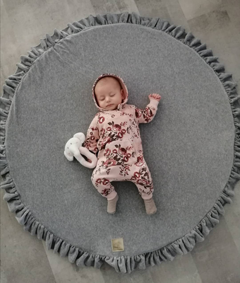 Meowbaby® round foam playmat with frill, light grey