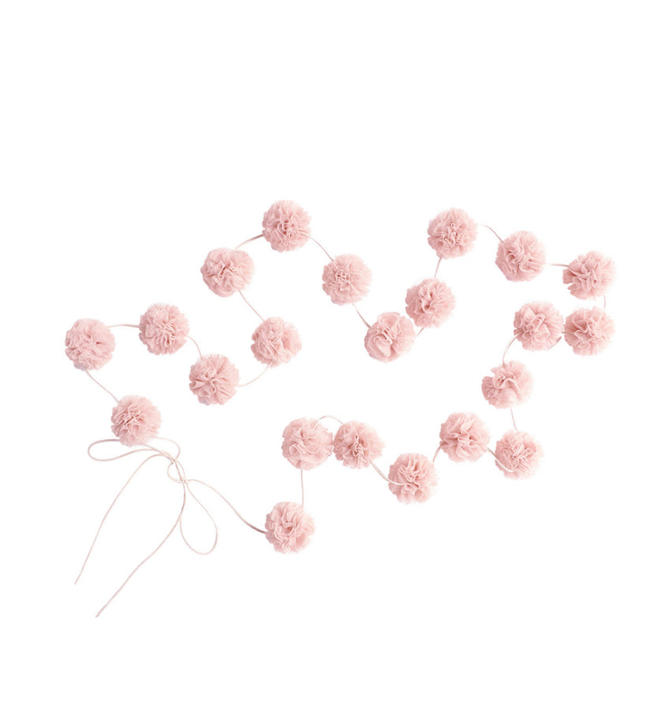 Product image: Dreamy canopy + 1 pom garland + 1 mini pom garland set in light pink with gold crown, , medium-null