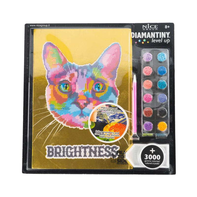 Nice diamantiny level up pop γάτα μωσαϊκό με 3d πολύχρωμους κρυστάλλους σε καθρεφτέ φόντο 96005, 8+ ετών, , medium-null