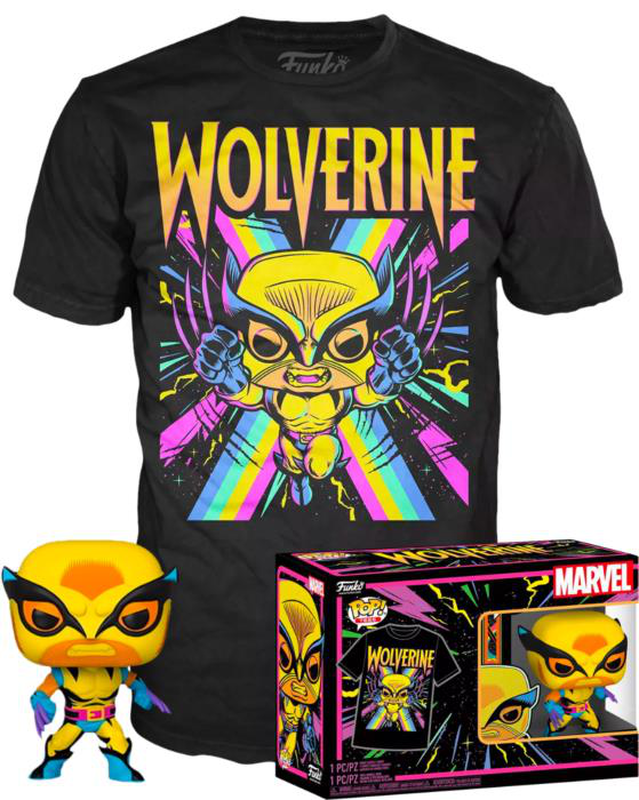Funko box: marvel: x-men - wolverine (black light) funko pop! With t-shirt (s), , medium-null