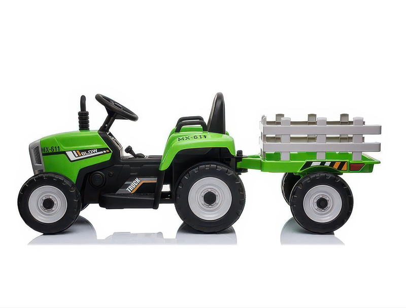 Big farm 12v electric ride-on tractor with trailer, , medium-null