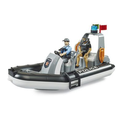 Bruder bworld police boat with rotating beacon light 2 figures and acc. 062733, , medium