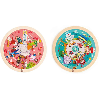 Hape happy puzzles wooden puzzle jobs roundabout puzzle e1624, , medium