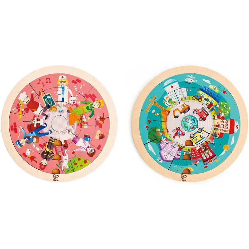 Hape happy puzzles wooden puzzle jobs roundabout puzzle e1624, , medium-null