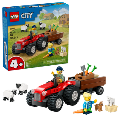 Lego city 60461 red farm tractor with trailer & sheep, , medium
