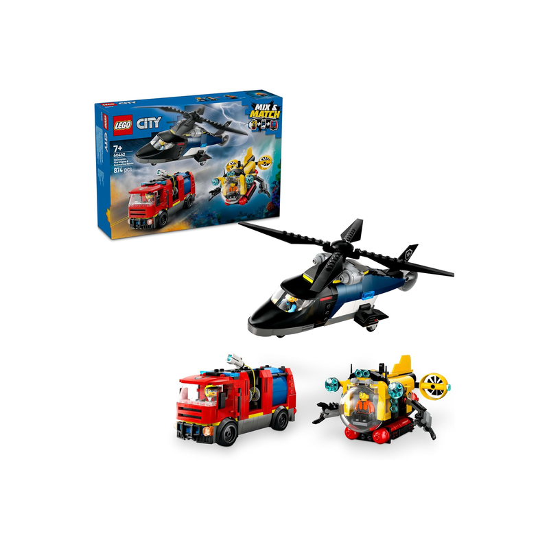 Lego city helicopter, fire truck & submarine remix 60462 &gamma;&iota;&alpha; &eta;&lambda;&iota;&kappa;ί&epsilon;&sigmaf; 7+ 874&tau;&mu;&chi;, , medium-null