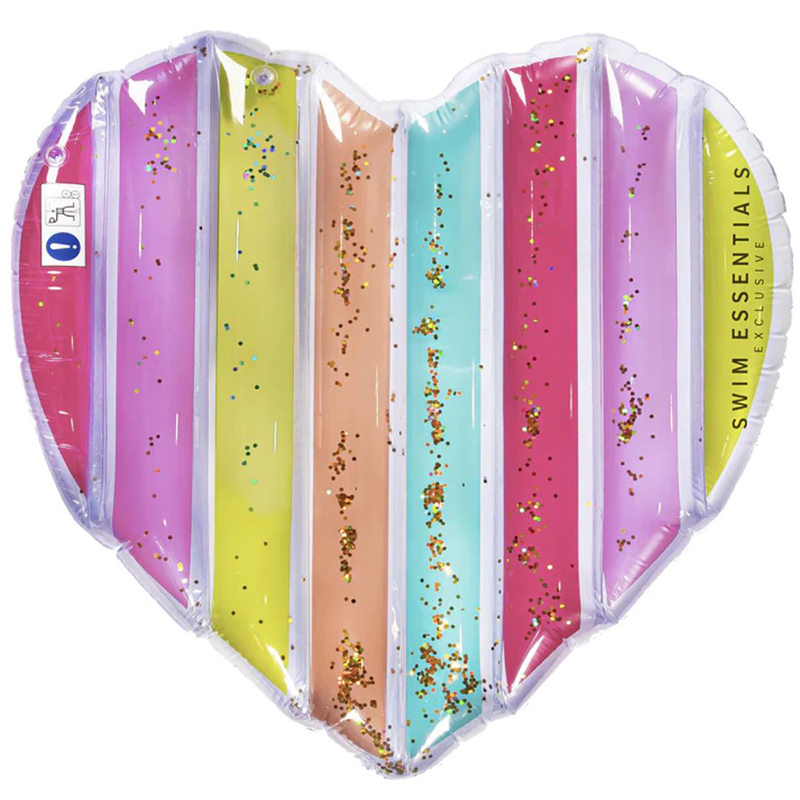 Swim essentials: heart-shaped swimming mat for children from 6+ years - "rainbow heart", , medium image number null