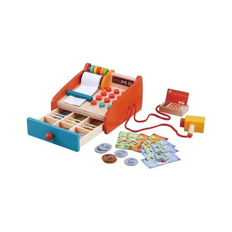 Phoohi wooden cash register 33pcs set 24m+, , medium-null