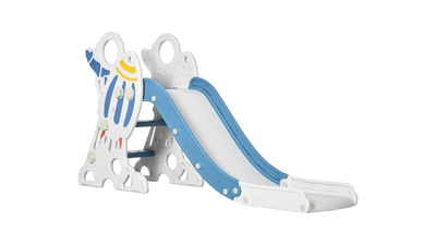 Qaba toddler slide indoor for kids 1.5-3 years old, space theme climber slide playset, blue, , medium