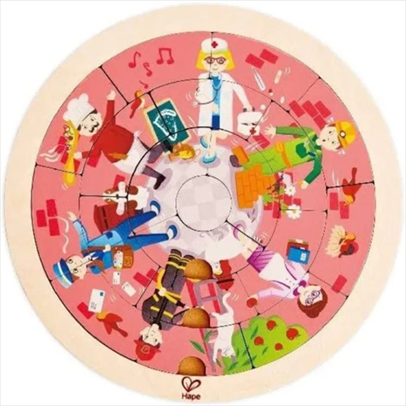 Hape happy puzzles wooden puzzle jobs roundabout puzzle e1624, , medium-null