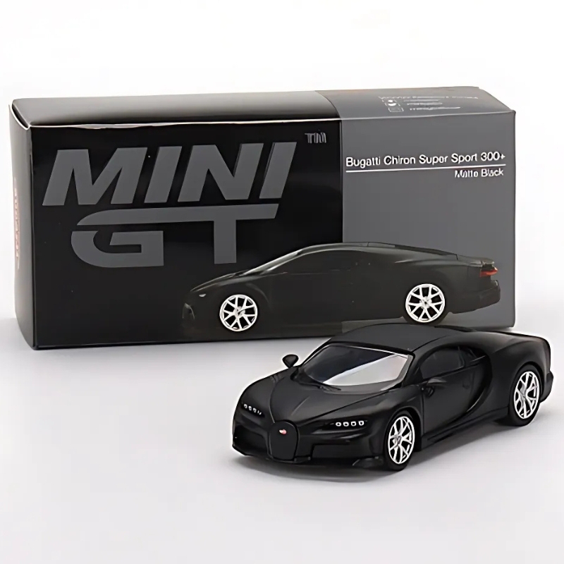Mini gt 1/64 bugatti chiron super sport 300, matt black, , medium-null