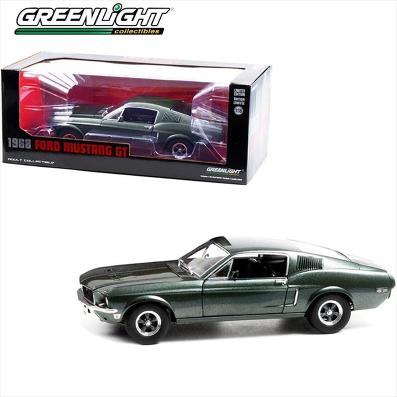 Greenlight 1/18 1968 ford mustang gt fastback, highland green, , medium-null
