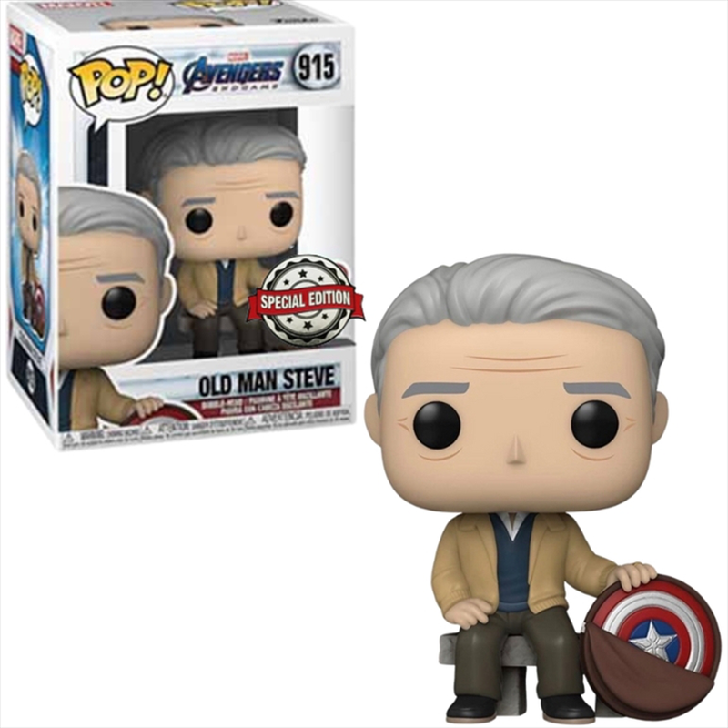 Funko pop! Marvel: avengers endgame - old man steve special edition #915 bobble-head vinyl figure, , medium-null
