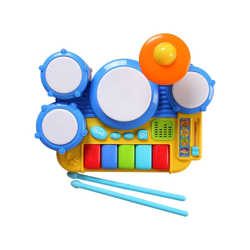 Winfun 002034 μουσικό σετ τυμπάνων με πληκτρολόγιο 5 νότων boppin’ beats drum set keyboard με ενσωματωμένα τραγούδια demo, , medium-null